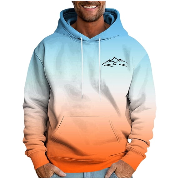 Admvng Sweatshirts for Men Print Leisure Draw Rope Hooded Sweatshirt Autumn and winter Clothing Apparel, Size M-4XL