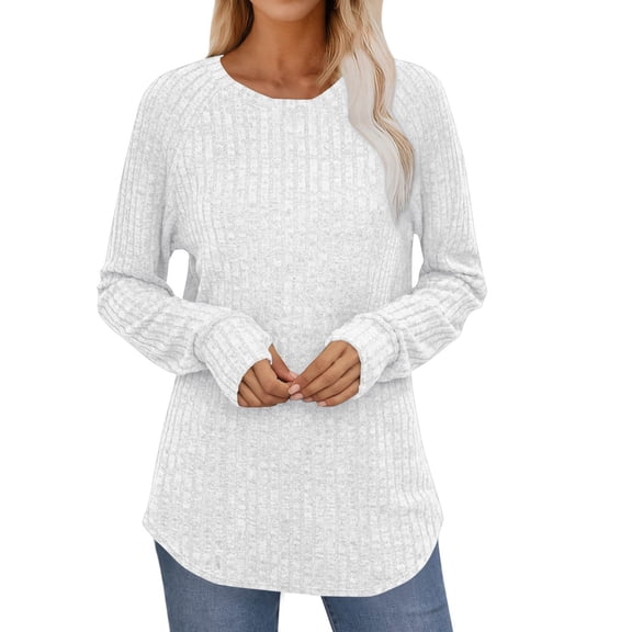 Admvng Sweatshirts for Women Crewneck Solid Color Long Sleeve Loose Fit Tops Casual Loose Long Sleeve Shirts for Women S-2XL