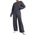 thumbnail image 1 of Admvng Sweatsuits Women 2 Piece Outfit Crew Neck Pocket Casual Long Sleeve Sweatshirt Pant Set,Sizes S-2XL, 1 of 9
