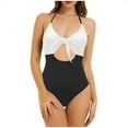 thumbnail image 1 of Admvng Swim Suits For Women Color Block Twist Front One Piece Swimsuit High Cut Tummy Control Bathing Suit S-2XL, 1 of 5