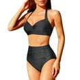 thumbnail image 1 of Admvng Swim Suits for Women Conservative Solid Strappy Back Set Two Piece Swimsuits Swimdress S-2XL, 1 of 6