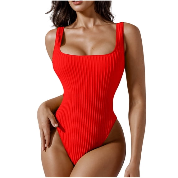 Admvng Swimsuit For Women Square Neck Tummy Control Bathing Suits Ruched Modest Full Coverage Swimwear S-XL
