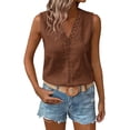 thumbnail image 1 of Admvng Womens Tank Top Crochet Lace Trim V Neck Sleeveless Eyelet Blouse Casual Summer Boho Camisole, 1 of 9