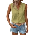 thumbnail image 1 of Admvng Womens Tank Top Crochet Lace Trim V Neck Sleeveless Eyelet Blouse Casual Summer Boho Camisole, 1 of 9