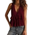thumbnail image 1 of Admvng Tank Top for Women Deep V Neck Sleeveless Ruffle Tiered Cropped Peplum Flowy Casual Summer Camisole Blouse, 1 of 9
