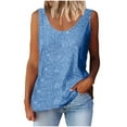 thumbnail image 1 of Admvng Tank Tops For Women Fashionable Casual Sequin Flowy Round Neck Loose Sleeveless Blouse S-5XL, 1 of 6