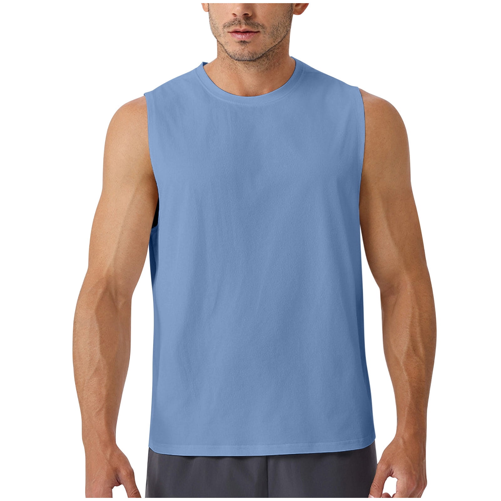 Admvng Tank Tops Men Summer Casual Fashion Solid Color Sleeveless Round