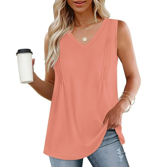Admvng Tank Tops for Women 2025 Fashion Spring/Summer Solid Color Casual V-neck Sleeveless Top Tank Top S-2XL