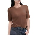 thumbnail image 1 of Admvng Tops For Women Trendy Casual Solid Color 1/2 Sleeve Round-Neck T-shirt Home Blouses M-2XL, 1 of 5