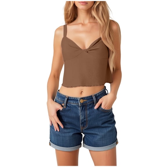 Admvng Tops For Women Trendy Solid Color Ribbon Flower Back Tie Casual Top S-L