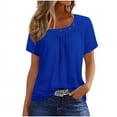 thumbnail image 1 of Admvng Tops for Women Trendy Fashion Summer Casual Solid Round Neck Short Sleeves S-3XL, 1 of 5