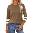 thumbnail image 1 of Admvng Tops for Women Trendy New Solid Color Round Neck 3/4 Sleeve Casual Tops T-shirt S-2XL, 1 of 6