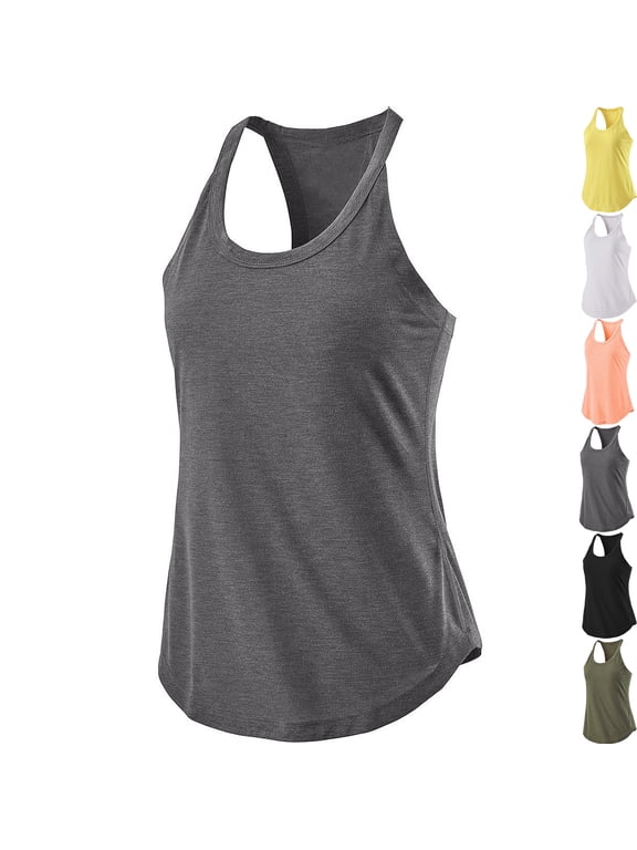 Tops for Women Trendy Summer Sexy Round Neck Short Sleeves Top Back Fold External Yoga Exercise Vest S-2XL