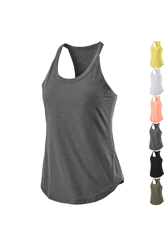 Tops for Women Trendy Summer Sexy Round Neck Short Sleeves Top Back Fold External Yoga Exercise Vest S-2XL