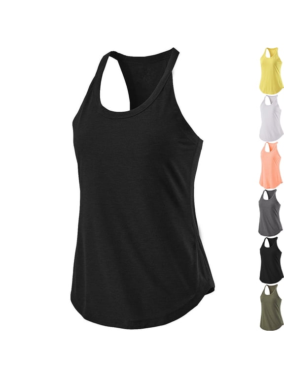 Tops for Women Trendy Summer Sexy Round Neck Short Sleeves Top Back Fold External Yoga Exercise Vest S-2XL