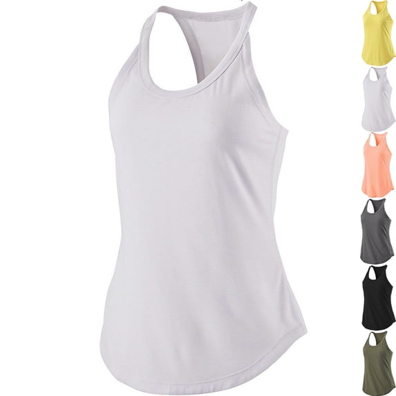 Admvng Tops for Women Trendy Summer Sexy Round Neck Short Sleeves Top Back Fold External Yoga Exercise Vest S-2XL