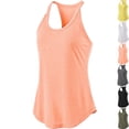 thumbnail image 1 of Admvng Tops for Women Trendy Summer Sexy Round Neck Short Sleeves Top Back Fold External Yoga Exercise Vest S-2XL, 1 of 5