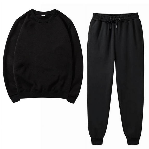 Admvng Travel Outfits for Women 2 Piece Sets Oversized Solid Round Neck Pullover Casual Sports Pants Sports Set, Size S-3XL