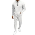 thumbnail image 1 of Admvng Two Piece Sets for Men Casual Solid Zipper Turndown Collar Shirt Drawstring Straight Leg Pants Set, Size S-3XL, 1 of 8