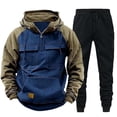 thumbnail image 1 of Admvng Two Piece Sets for Men Solid Casual Loose Drawstring Long Sleeve Hooded Workwear with Multiple Pockets Sweatshirt Set, Size M-3XL, 1 of 6
