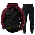 thumbnail image 1 of Admvng Two Piece Sets for Men Solid Casual Loose Drawstring Long Sleeve Hooded Workwear with Multiple Pockets Sweatshirt Set, Size M-3XL, 1 of 6