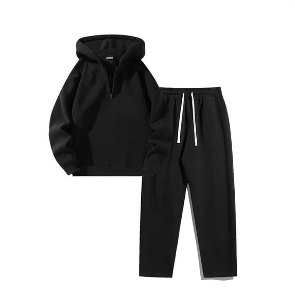 Admvng Two Piece Sets for Men Solid Hooded Sweatshirt Elastic Waist Drawstring Straight Leg Pants Set, Size S-3XL
