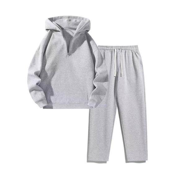 Admvng Two Piece Sets for Men Solid Hooded Sweatshirt Elastic Waist Drawstring Straight Leg Pants Set, Size S-3XL