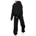 thumbnail image 1 of Admvng Two Piece Sets for Women Casual Solid Color Fleece Long Sleeved Hoodie and Sweatpants Fall Fashion Clothes Tracksuit S-XL, 1 of 3