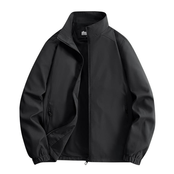 Admvng Windbreaker Jackets for Men Solid Color Windproof Long Sleeved Lightweight Rain Jackets Zipper Pocket for Running Hiking Travel M-5XL