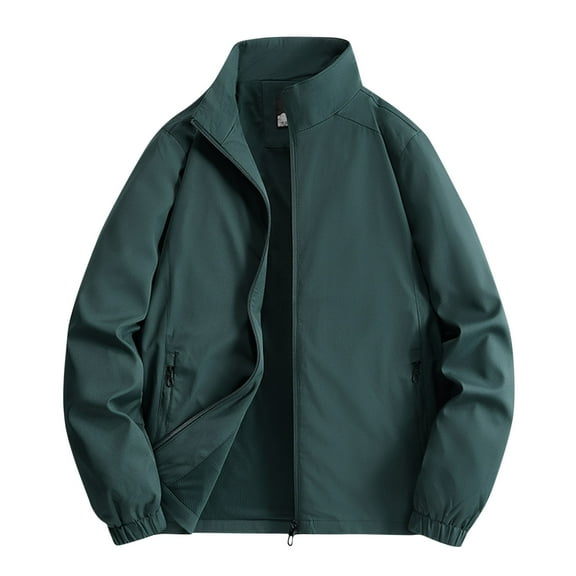 Admvng Windbreaker Jackets for Men Solid Color Windproof Long Sleeved Lightweight Rain Jackets Zipper Pocket for Running Hiking Travel M-5XL