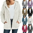 thumbnail image 1 of Admvng Winter Coats for Women Plush Fleece Long Sleeve Zip Hooded Jacket Casual Warm Outerwear, Size S-2XL, 1 of 8