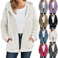 thumbnail image 1 of Admvng Winter Coats for Women Plush Fleece Long Sleeve Zip Hooded Jacket Casual Warm Outerwear, Size S-2XL, 1 of 8