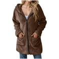 thumbnail image 1 of Admvng Winter Coats for Women Solid Faux Coats Long Sleeve Pockets Fleece Warm Zip up Jacket Casual Trendy Outerwear S-2XL, 1 of 9