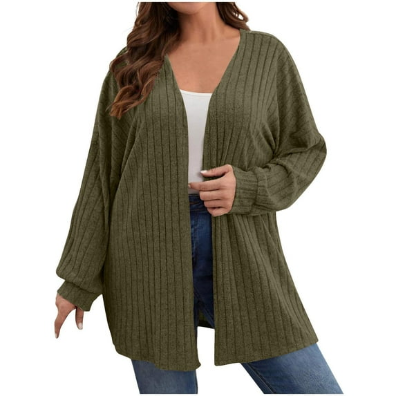 Admvng Winter Jackets for Women Solid Color Leisure Long Sleeve Jacket Convention Cardigan,Sizes XL-5XL