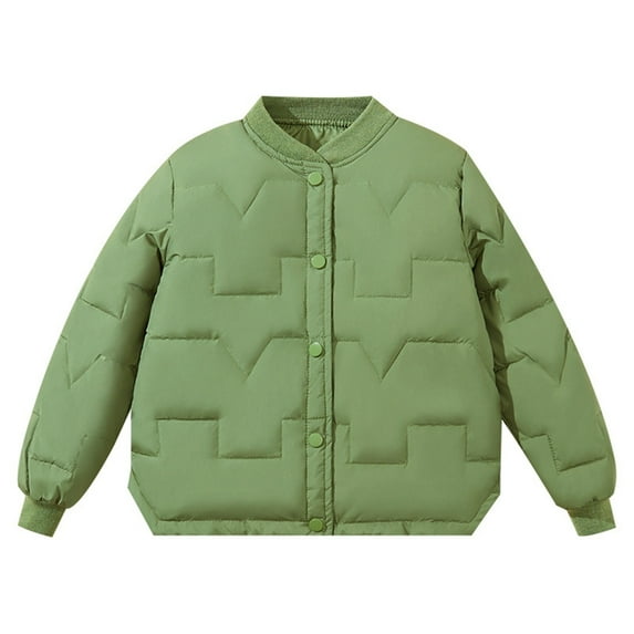Admvng Winter Puffer Jacket for Boys Girls Solid Color Button Up Long Sleeved Jacket Girls and Boys Winter Coat 120-170