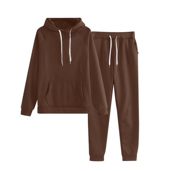 Admvng Womens 2 Piece Outfits Solid Color Hoodies Sweatsuit Sets Tracksuit Fall Outfits for Women Lounge Set S-2XL