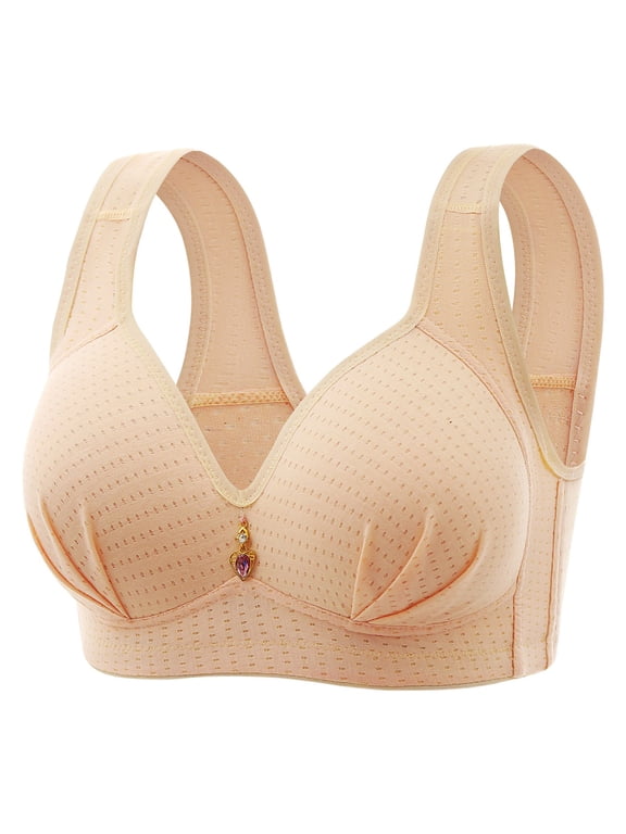 Women Bras Middle Aged and Elderly Bras without Steel Rings Large Size Underwear Front Button Style Comfortable Bra, Size 36-46