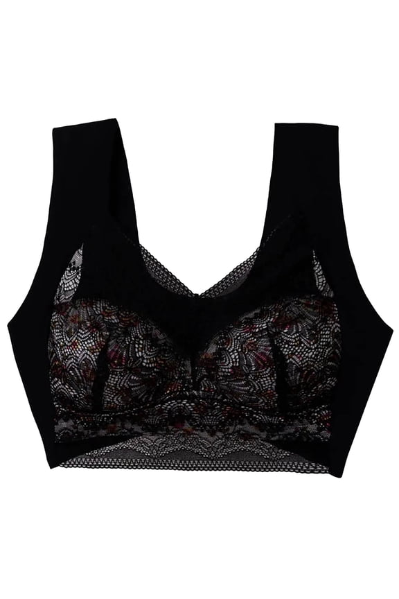 Women Bras Middle-aged and Elderly Plus Size Underwear Thin Mesh Front Buckle Style Nursing Underwear, Size S-3XL