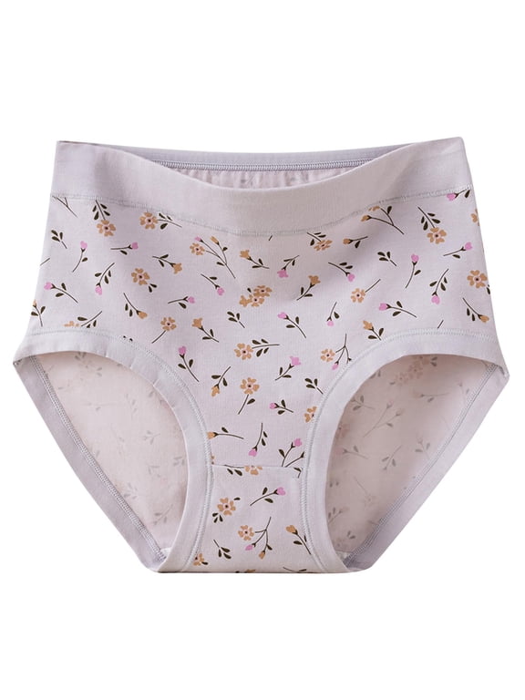 Women Brief Floral Print Cotton Soft Breathable Full Coverage Stretch Panties
