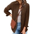 thumbnail image 1 of Admvng Women Jacket Plaid Print Casual Cardigan Lace Long Sleeve Blouse, Size S-2XL, 1 of 7