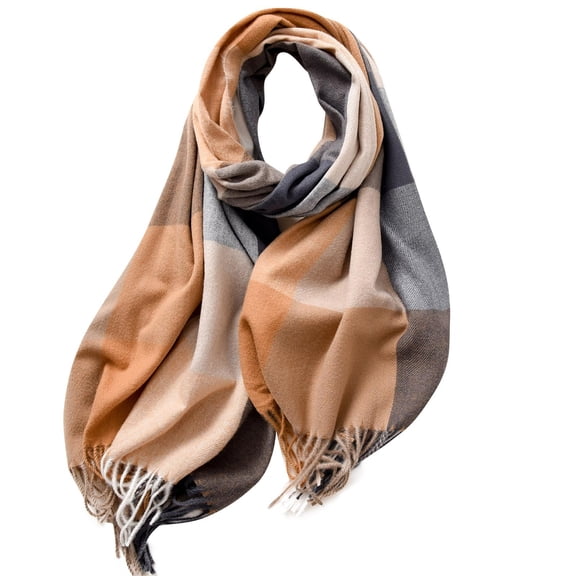 Admvng Women Men Colorful Plaid Soft Friendly Warm Thick Wool Scarf