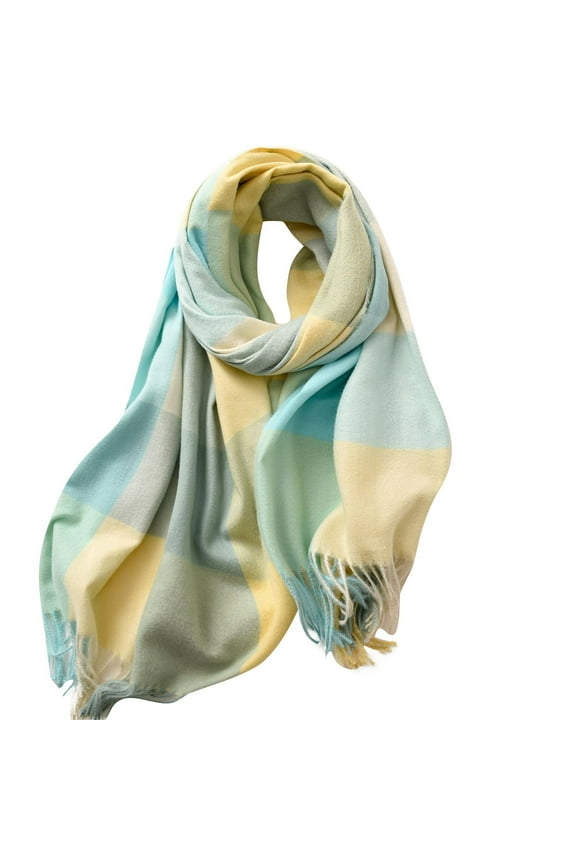 Women Men Colorful Plaid Soft Friendly Warm Thick Wool Scarf