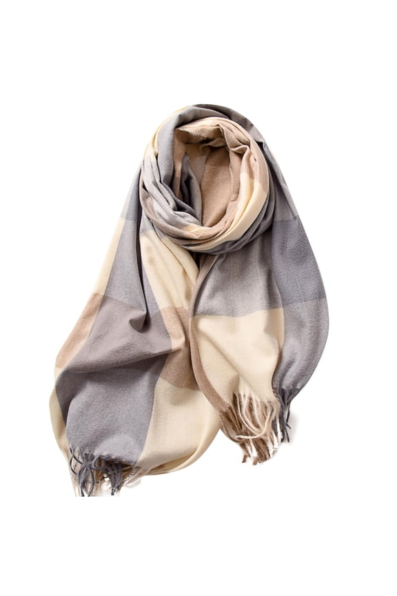 Women Men Colorful Plaid Soft Friendly Warm Thick Wool Scarf