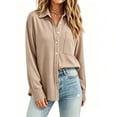 thumbnail image 1 of Admvng Women Waffle Knit Button Down Shirt Jacket, Lapel Pocket Long Sleeve Loose Casual Shacket, 1 of 8