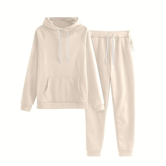 Admvng Womens 2 Piece Outfits Solid Color Hoodies Sweatsuit Sets Tracksuit Fall Outfits for Women Lounge Set S-2XL