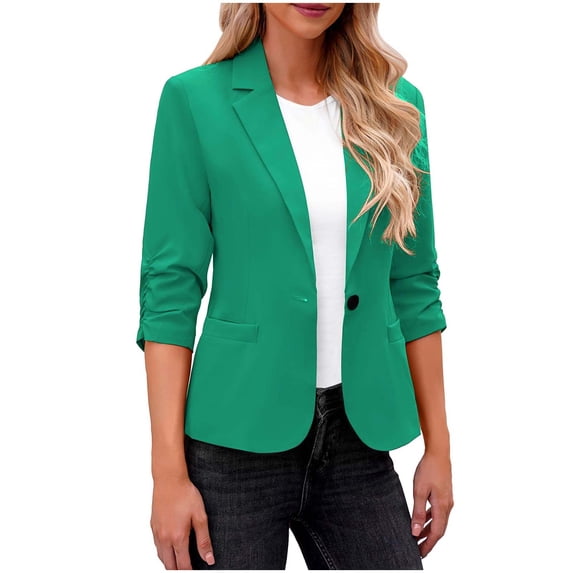 Admvng Women's Blazer Jacket Lightweight Casual Solid Office Business Suit Coat with Pockets