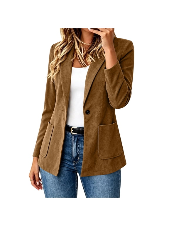Women's Blazer Jacket Long Sleeve Solid Office Business Work Fall Winter Suit Coat