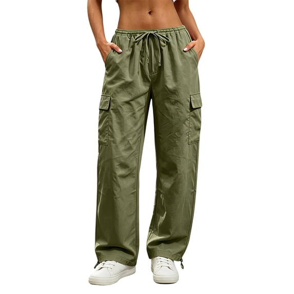 Admvng Women's Casual Cargo Pants Straight Leg Outdoor Everyday Wear Pants