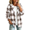 thumbnail image 1 of Admvng Women's Checkered Jacket Hooded Long Sleeve Casual Warm Outerwear, 1 of 9
