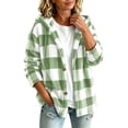 thumbnail image 1 of Admvng Women's Checkered Jacket Hooded Long Sleeve Casual Warm Outerwear, 1 of 9